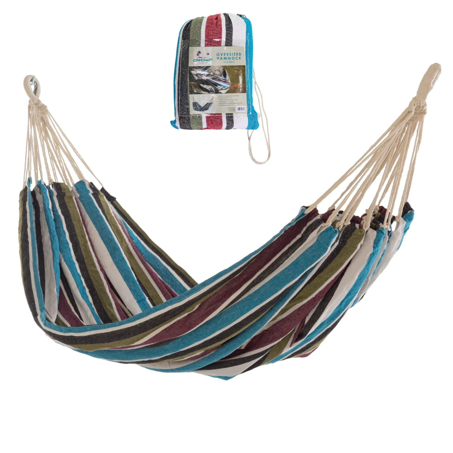 Large Cotton Brazilian Gray Multicolor Stripe Hammock With Matching Storage Bag Included 3 Large Cotton Brazilian Gray Multicolor Stripe Hammock With Matching Storage Bag Included