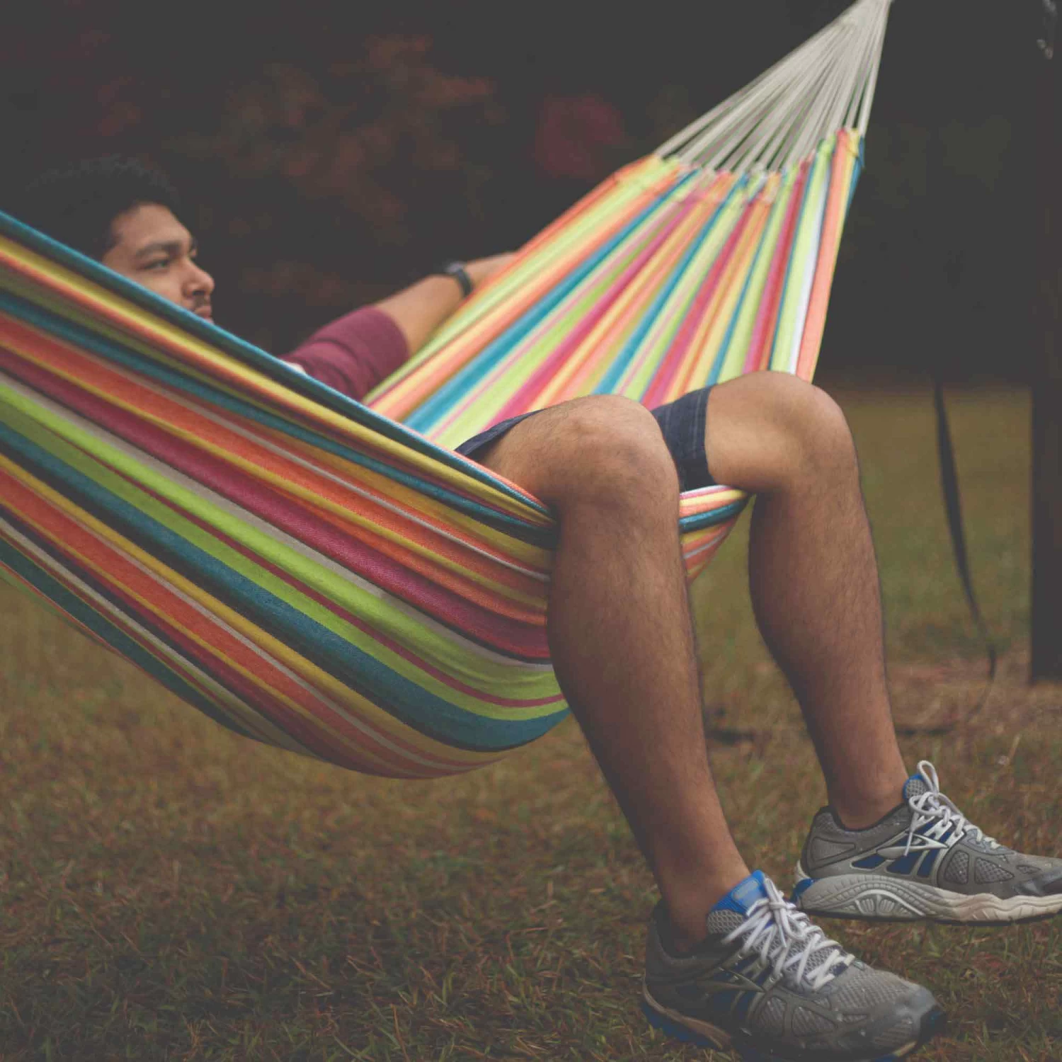 Large Cotton Brazilian Multicolor Stripe Hammock With Matching Storage Bag Included 4 Large Cotton Brazilian Multicolor Stripe Hammock With Matching Storage Bag Included - Image 2