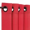 Sunbrella Canvas Logo Red Outdoor Curtain With Grommets -Boutique Hammock Shop canvas logo red angled xx