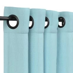 Sunbrella Canvas Mineral Blue Outdoor Curtain With Grommets