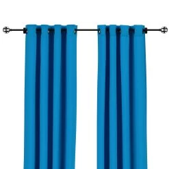 Sunbrella Canvas Pacific Blue Outdoor Curtain With Grommets -Boutique Hammock Shop canvas pacific blue front xx