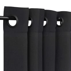 Sunbrella Canvas Raven Black Outdoor Curtain With Grommets