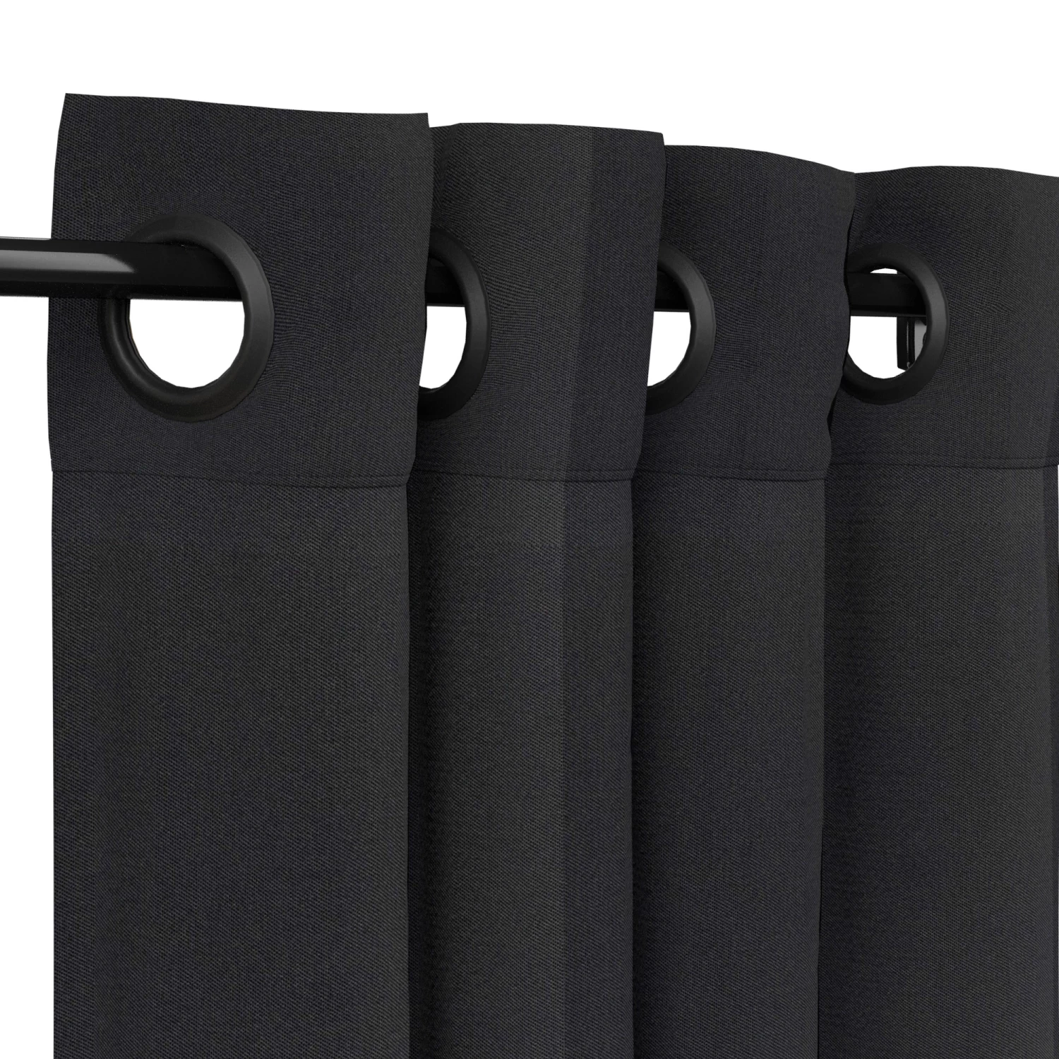 Sunbrella Canvas Raven Black Outdoor Curtain With Grommets 3 Sunbrella Canvas Raven Black Outdoor Curtain With Grommets
