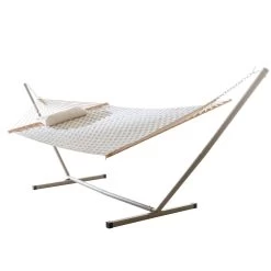 Deluxe 52'' Quilted Fabric Hammock With Patented KD Space Saving Hammock Stand And Pillow Combo - Chevron