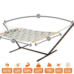Deluxe 52'' Quilted Fabric Hammock With Patented KD Space Saving Hammock Stand And Pillow Combo - Medallion 17 Deluxe 52'' Quilted Fabric Hammock With Patented KD Space Saving Hammock Stand And Pillow Combo - Medallion -Boutique Hammock Shop comboqp18med graphics xx