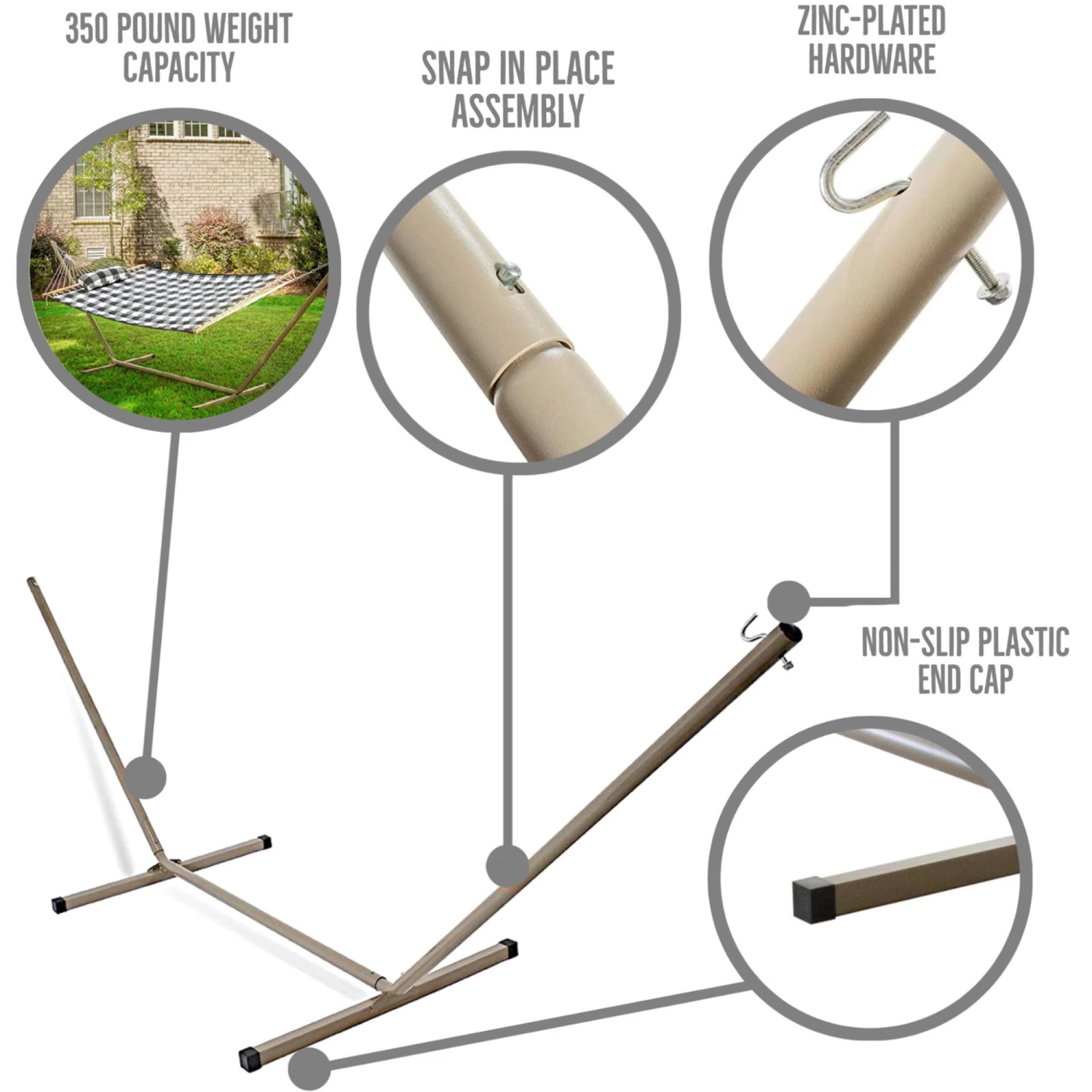 Deluxe 52'' Quilted Fabric Hammock With Patented KD Space Saving Hammock Stand And Pillow Combo - Navy 8 Deluxe 52'' Quilted Fabric Hammock With Patented KD Space Saving Hammock Stand And Pillow Combo - Navy - Image 6