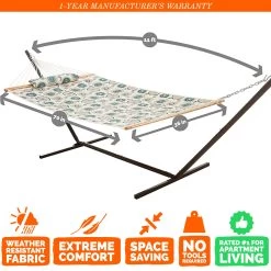 Single 36'' Quilted Fabric Hammock With Patented KD Space Saving Hammock Stand And Pillow Combo - Medallion -Boutique Hammock Shop comboqp36med graphics xx