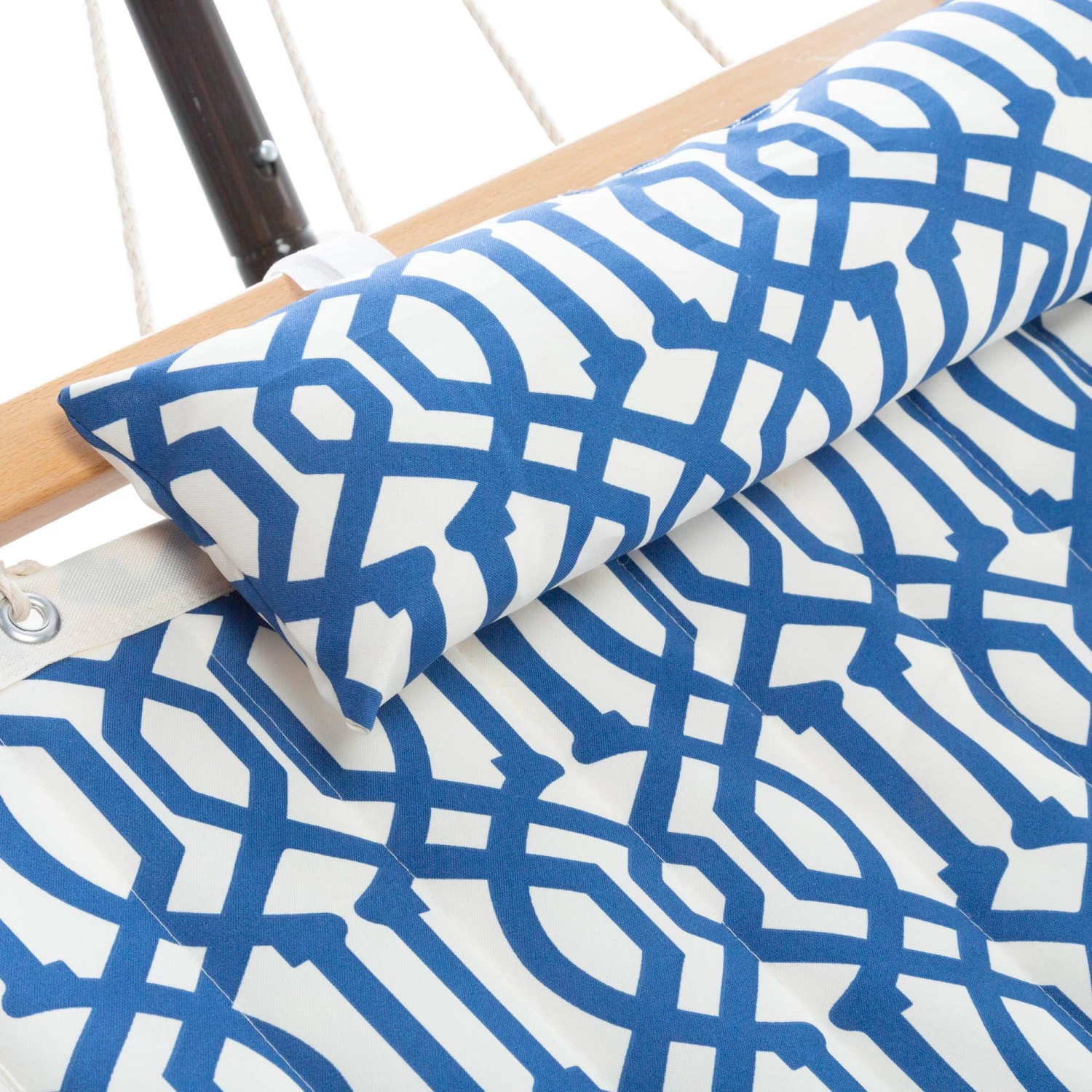 Deluxe 52'' Quilted Fabric Hammock With Patented KD Space Saving Hammock Stand And Pillow Combo - Navy 6 Deluxe 52'' Quilted Fabric Hammock With Patented KD Space Saving Hammock Stand And Pillow Combo - Navy - Image 4