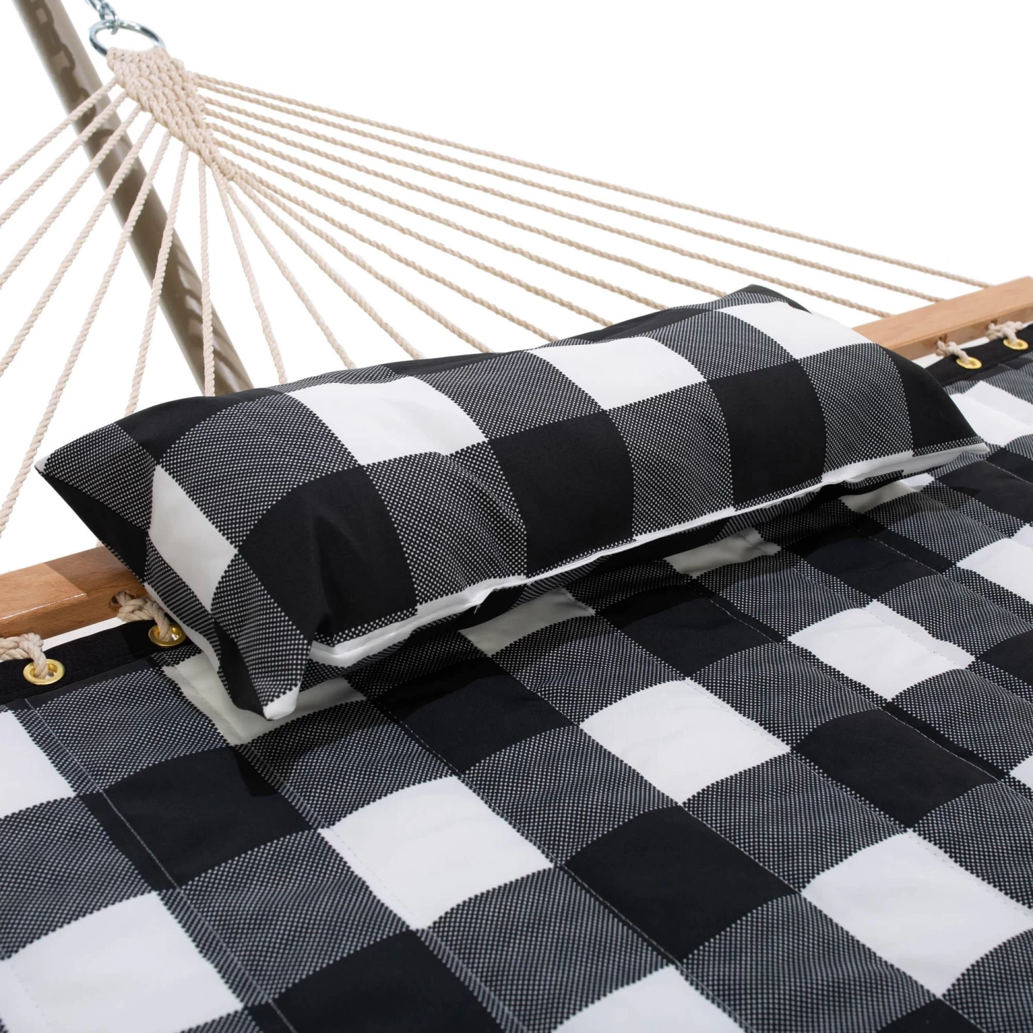 Deluxe 52'' Quilted Fabric Hammock With Patented KD Space Saving Hammock Stand And Pillow Combo - Buffalo Plaid 7 Deluxe 52'' Quilted Fabric Hammock With Patented KD Space Saving Hammock Stand And Pillow Combo - Buffalo Plaid - Image 5