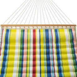 Large Polyester Pillowtop Hammock - Yellow Multicolor Stripe 8 Large Polyester Pillowtop Hammock - Yellow Multicolor Stripe -Boutique Hammock Shop dlxpts ss studio2 xx