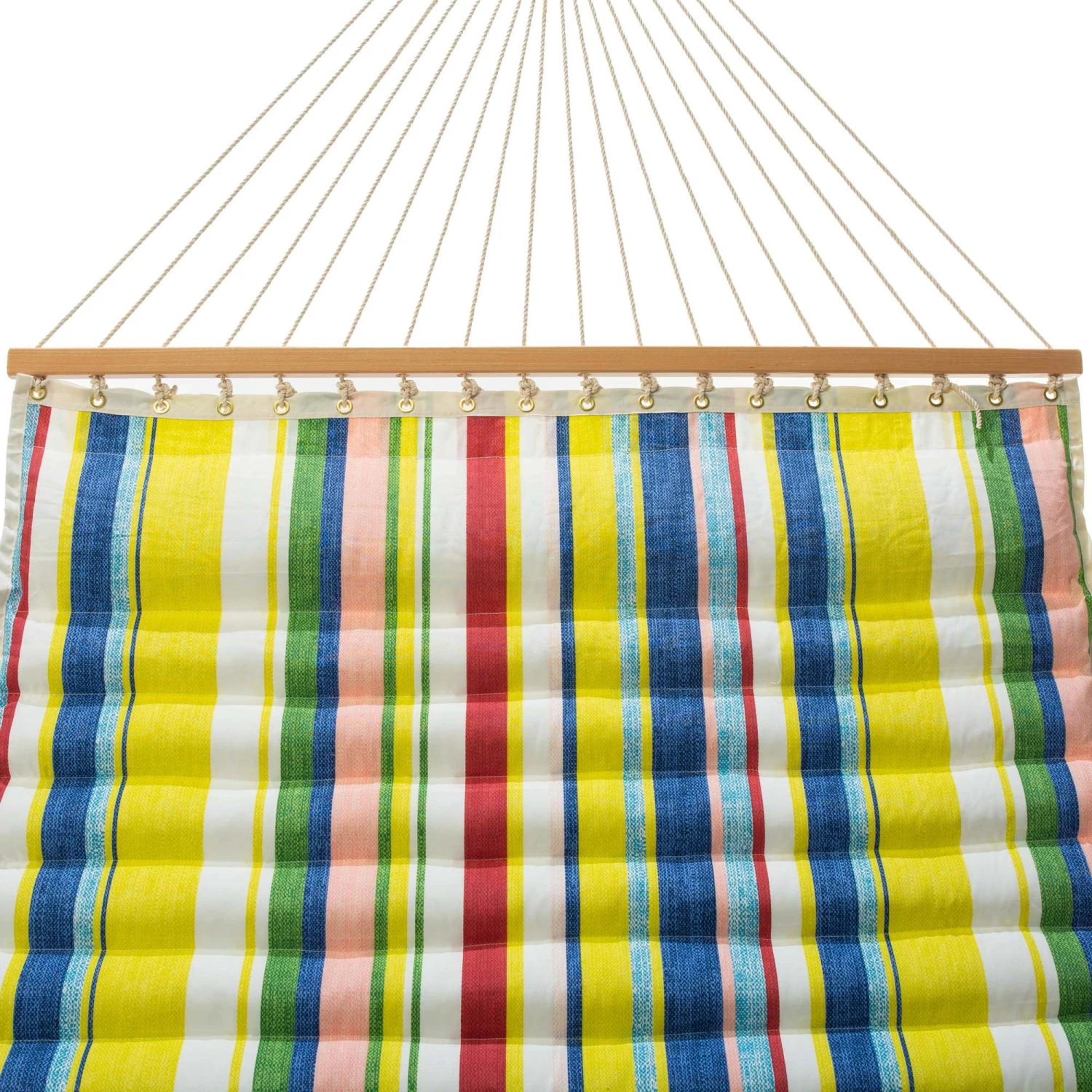 Large Polyester Pillowtop Hammock - Yellow Multicolor Stripe 4 Large Polyester Pillowtop Hammock - Yellow Multicolor Stripe - Image 2