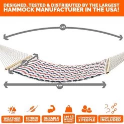 Large Polyester Pillowtop Hammock - Red, White & Blue Stripe -Boutique Hammock Shop dlxpts ts studiographics xx