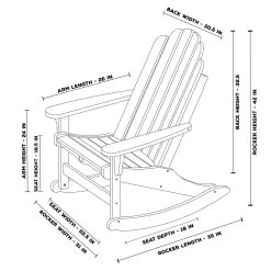 DURAWOOD® Essentials Adirondack Rocker 24 DURAWOOD® Essentials Adirondack Rocker -Boutique Hammock Shop dwar1 dimensions redo xx