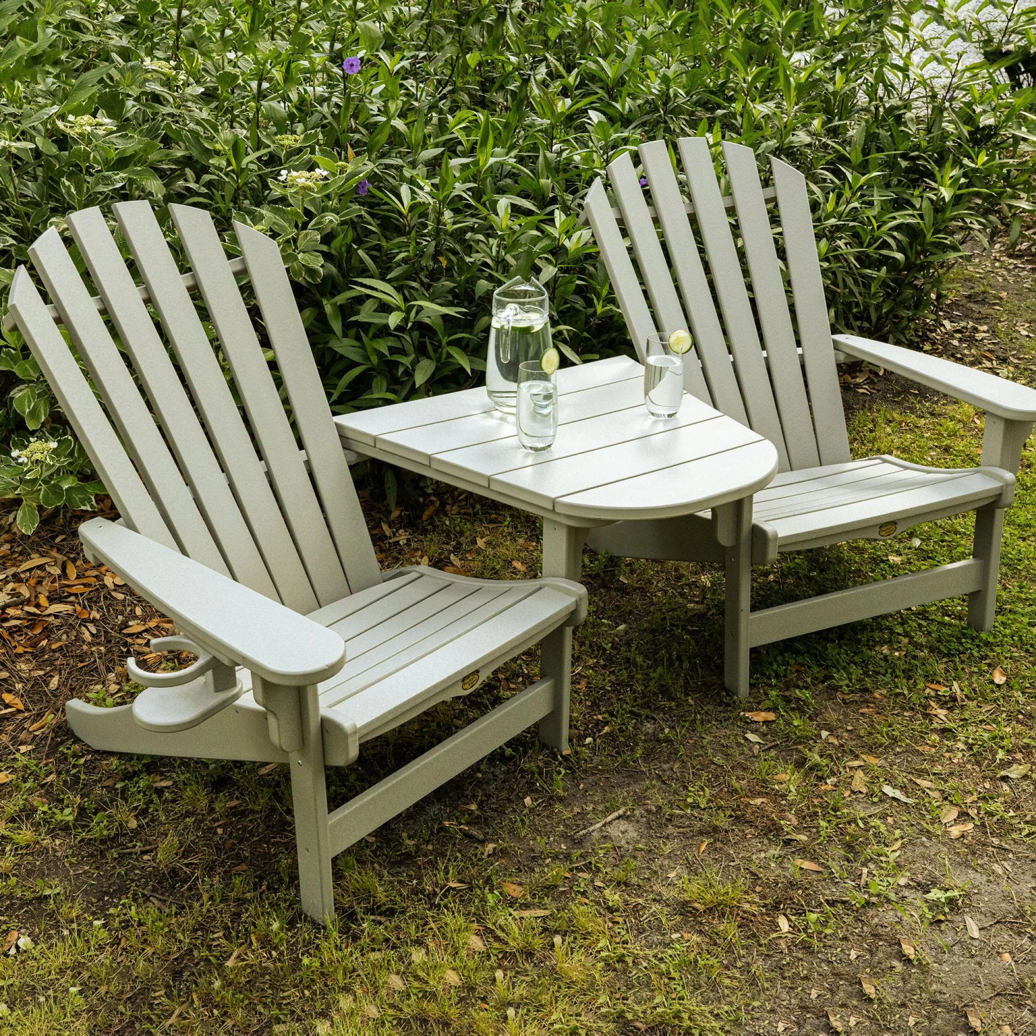 DURAWOOD® 3 Piece Crescent Adirondack Chair And Tete-A-Tete Set 3 DURAWOOD® 3 Piece Crescent Adirondack Chair And Tete-A-Tete Set