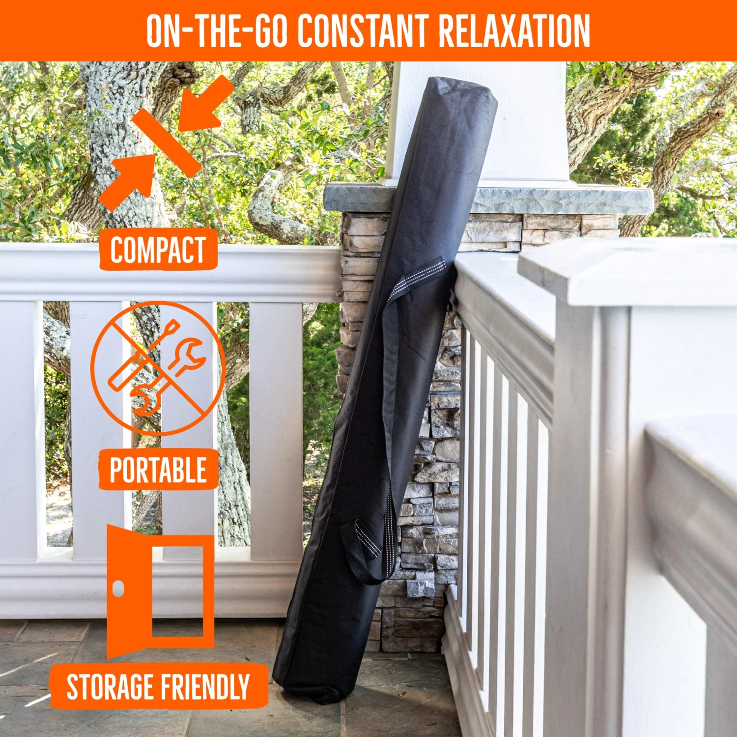 9 Ft Black Portable Camping/Brazilian Space Saving Steel Hammock Stand With Storage Bag 6 9 Ft Black Portable Camping/Brazilian Space Saving Steel Hammock Stand With Storage Bag - Image 4