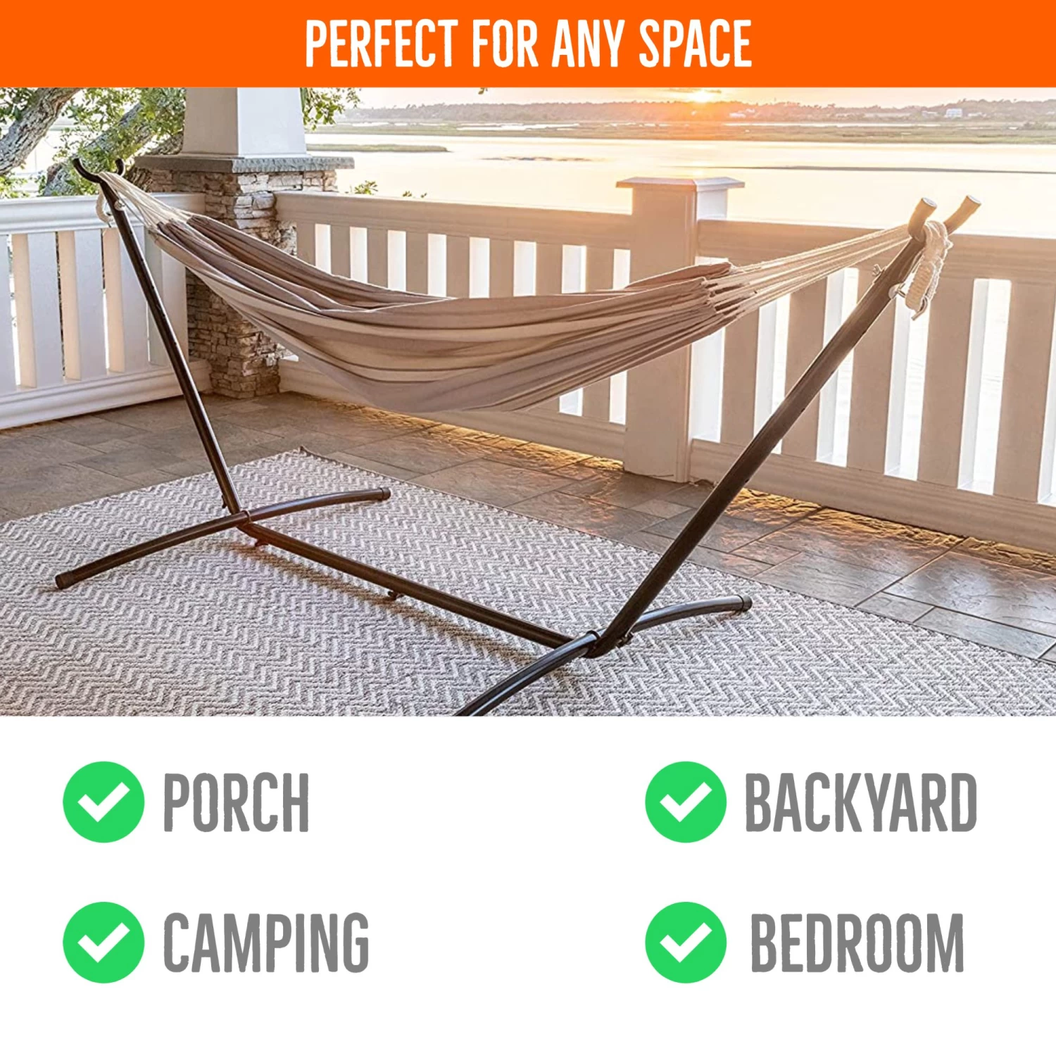 9 Ft Black Portable Camping/Brazilian Space Saving Steel Hammock Stand With Storage Bag 7 9 Ft Black Portable Camping/Brazilian Space Saving Steel Hammock Stand With Storage Bag - Image 5