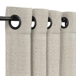 Sunbrella Linen Silver Outdoor Curtain With Grommets