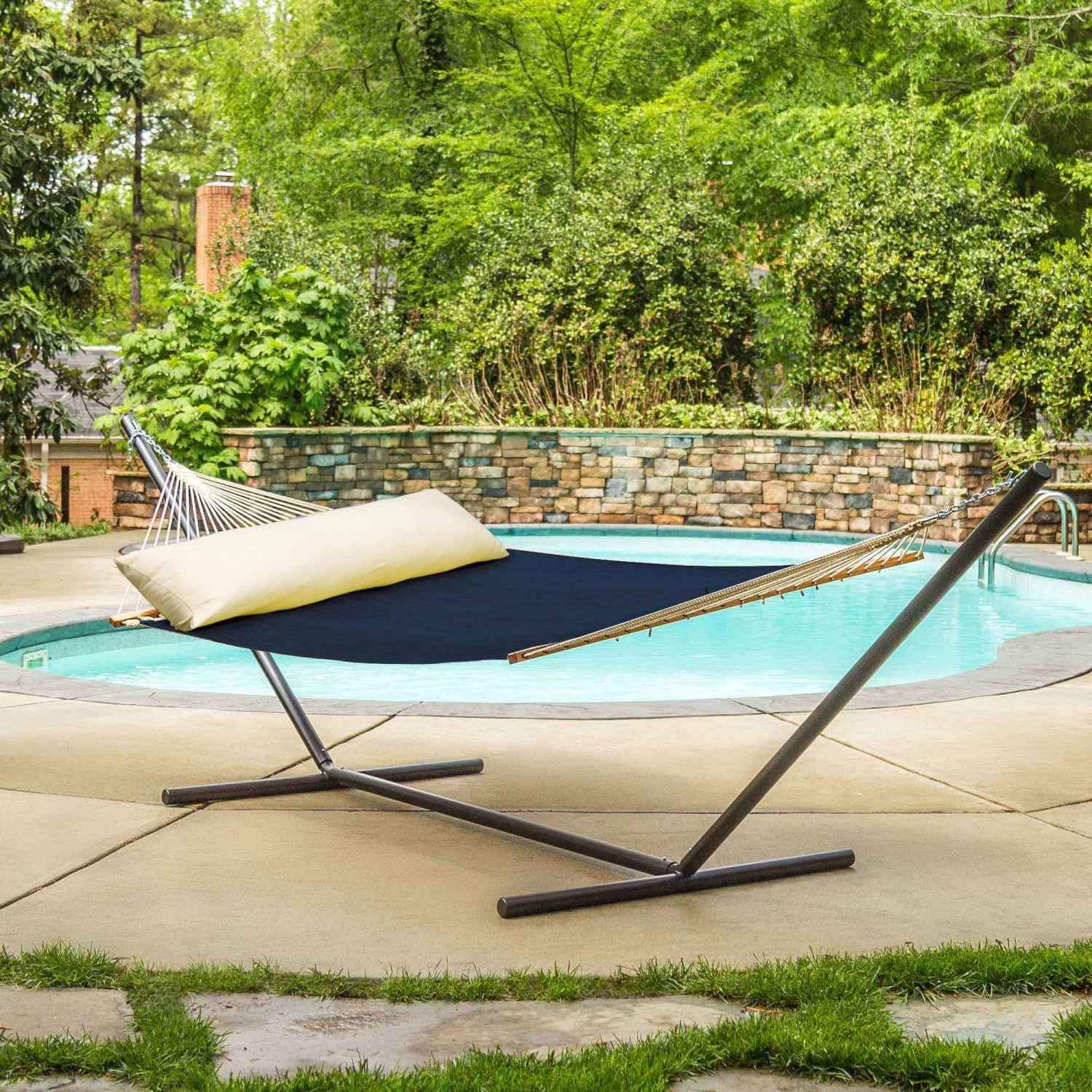 Large Sunbrella Quick Dry Hammock - Way Navy 3 Large Sunbrella Quick Dry Hammock - Way Navy