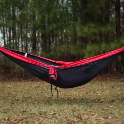 Double Travel Hammock - Red/Charcoal -Boutique Hammock Shop pa 8101mp6 castaway travel hammocks red charcoal pergola xx