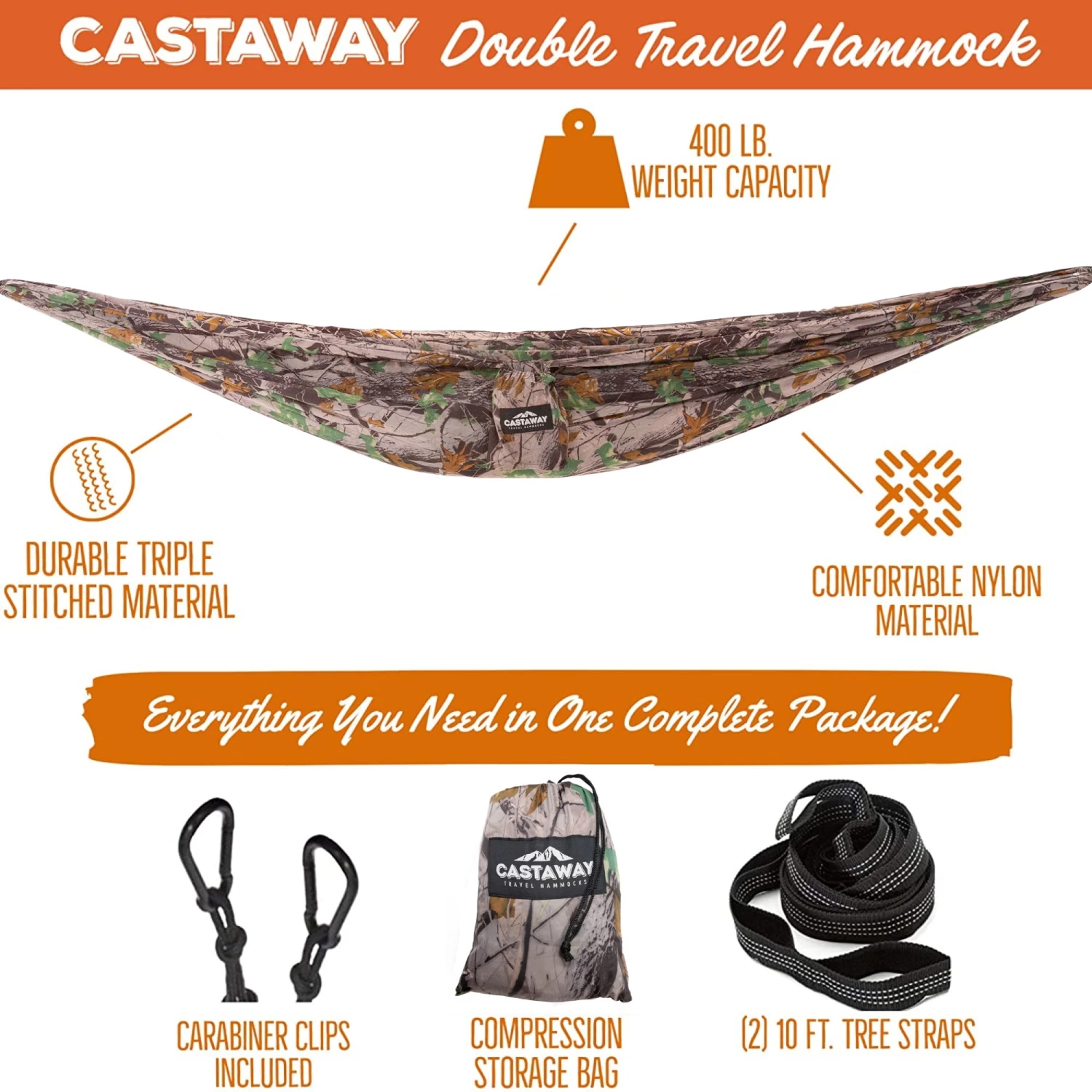 Double Travel Hammock - Camouflage 4 Double Travel Hammock - Camouflage - Image 2