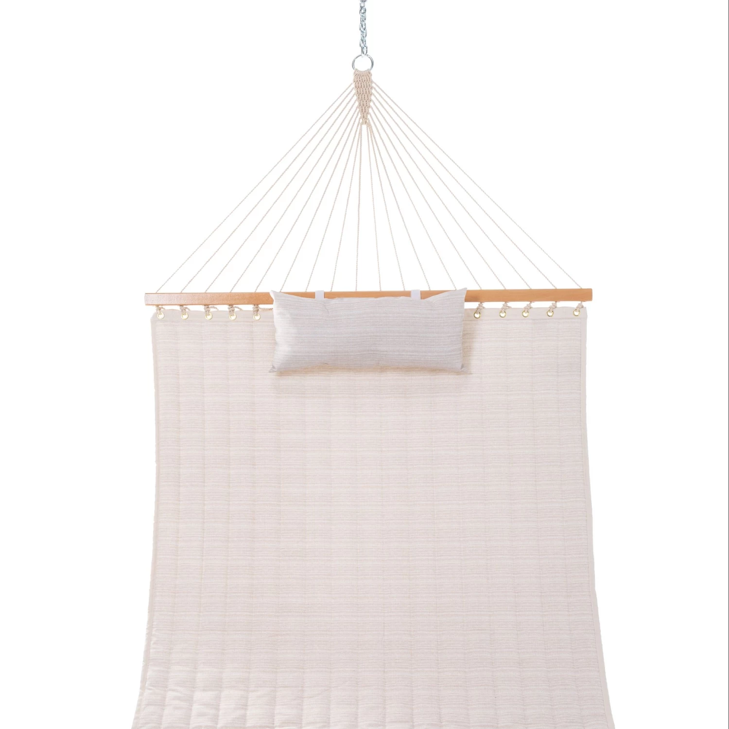 Large Double Quilted Hammock With Detachable Pillow - Natural Solid 4 Large Double Quilted Hammock With Detachable Pillow - Natural Solid - Image 2