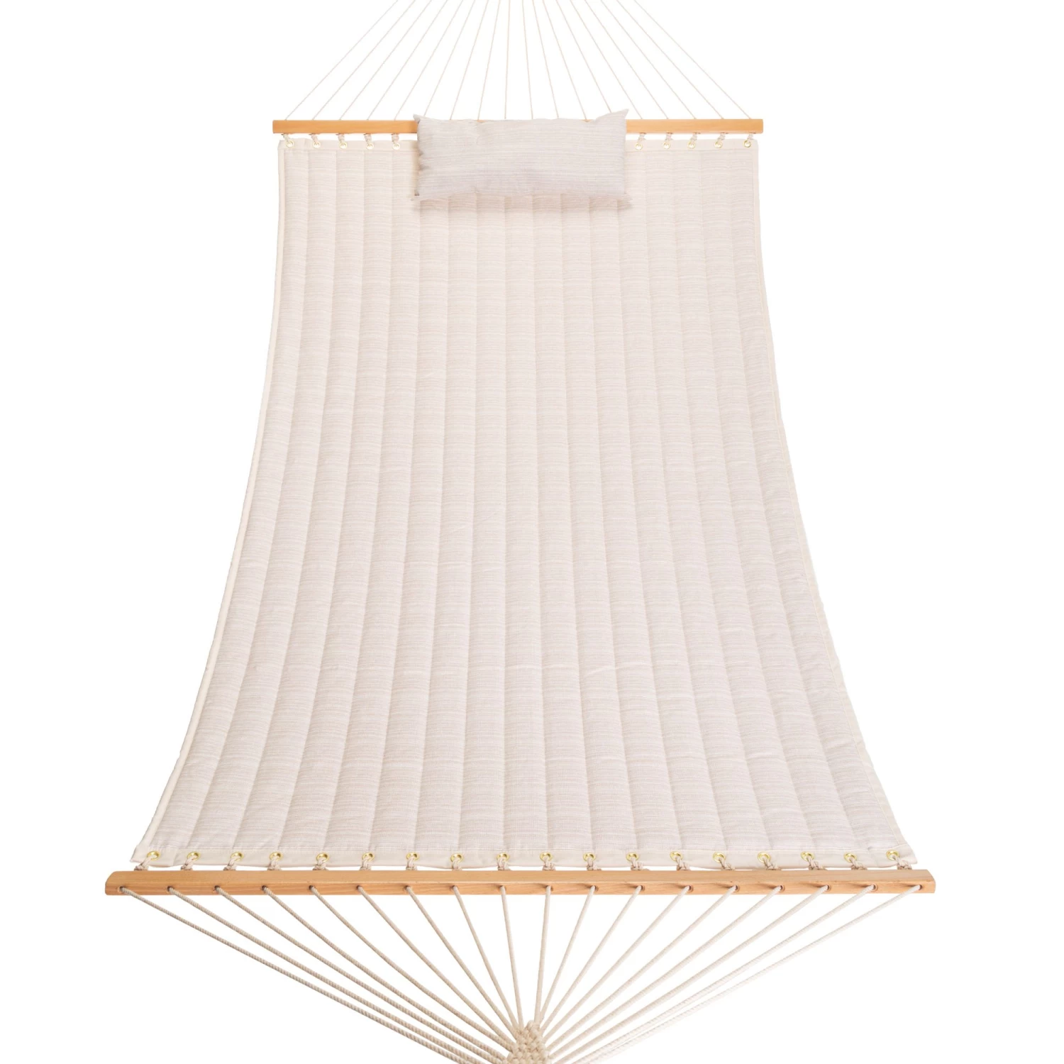 Large Double Quilted Hammock With Detachable Pillow - Natural Solid 5 Large Double Quilted Hammock With Detachable Pillow - Natural Solid - Image 3