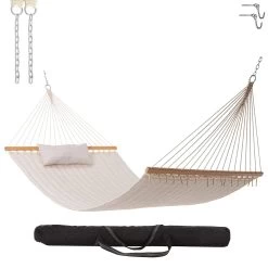 Large Double Quilted Hammock With Detachable Pillow - Natural Solid