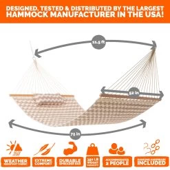 Large Double Quilted Hammock With Detachable Pillow - Beige Chevron -Boutique Hammock Shop q9812sb graphics1 xx