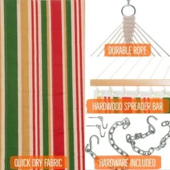 Large Double Quilted Hammock With Detachable Pillow - Garden Trellis Stripe -Boutique Hammock Shop q9813 graphics xx