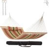Large Double Quilted Hammock With Detachable Pillow - Garden Trellis Stripe -Boutique Hammock Shop q9813psb xx