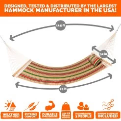 Large Double Quilted Hammock With Detachable Pillow - Garden Trellis Stripe -Boutique Hammock Shop q9813sb graphics1 xx