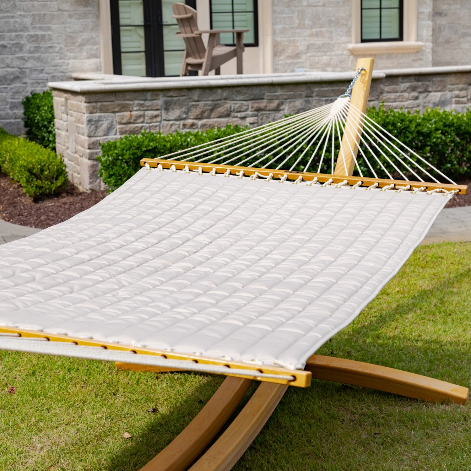 Large Quilted Sunbrella Fabric Hammock - Antique Beige 3 Large Quilted Sunbrella Fabric Hammock - Antique Beige