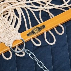 Large Quilted Sunbrella Fabric Hammock - Spectrum Indigo -Boutique Hammock Shop qsindigo ring xx