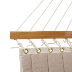 Large Quilted Sunbrella Fabric Hammock - Spectrum Sand -Boutique Hammock Shop qssand spreaderbar studio xx