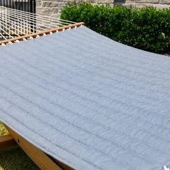 Large Sunbrella Quilted Hammock - Cast Slate -Boutique Hammock Shop sq cslt closeup xx