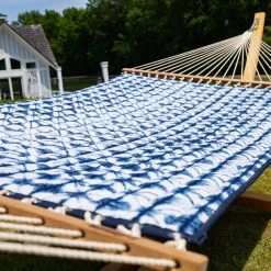 Large Sunbrella Quilted Hammock - Midori Indigo 11 Large Sunbrella Quilted Hammock - Midori Indigo -Boutique Hammock Shop sq mn5 closeup xx