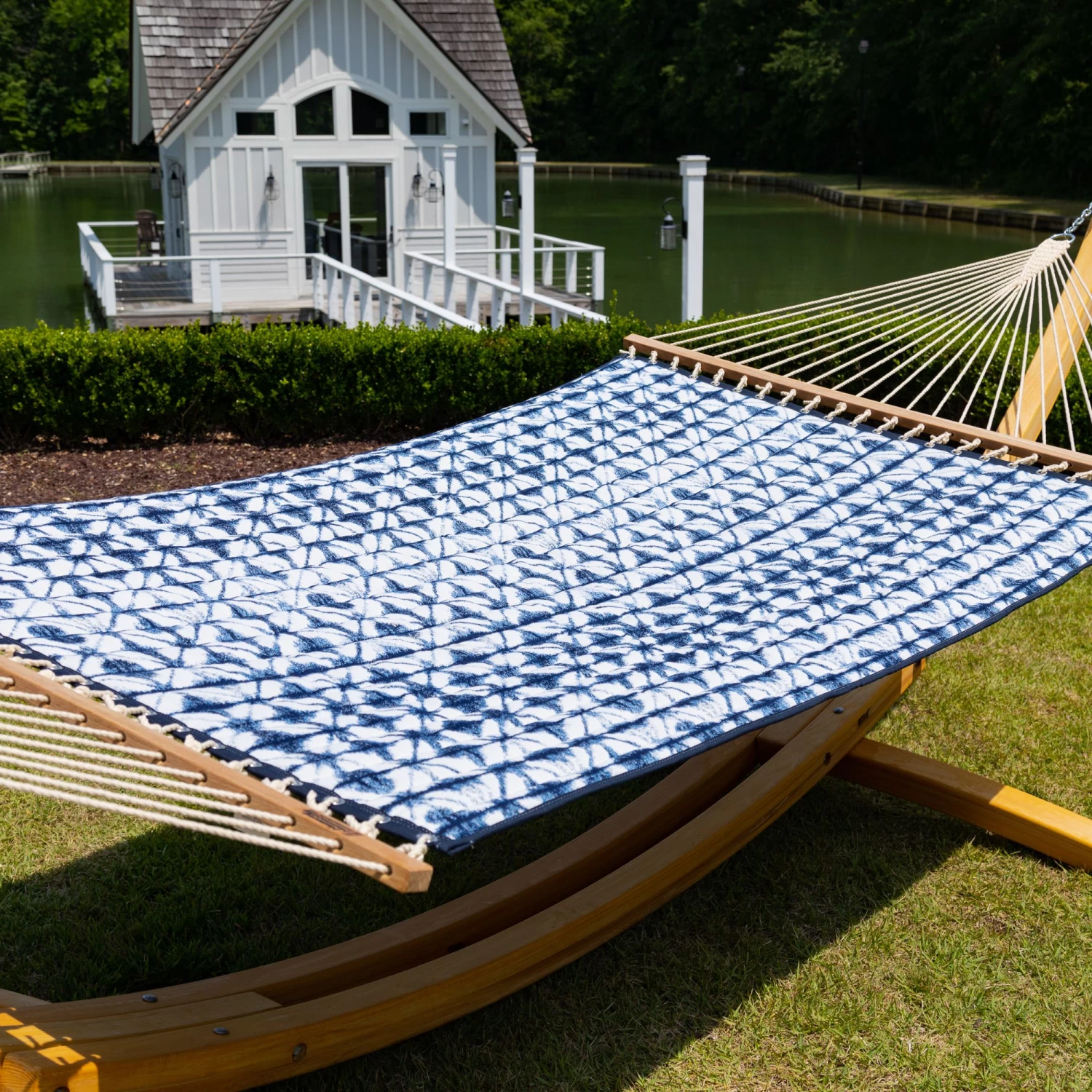 Large Sunbrella Quilted Hammock - Midori Indigo 3 Large Sunbrella Quilted Hammock - Midori Indigo