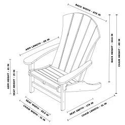 DURAWOOD® 3 Piece Sunrise Adirondack Chair And Tete-A-Tete Set -Boutique Hammock Shop srac1 dimensions xx 2