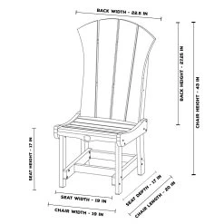 DURAWOOD® Sunrise Dining Chair -Boutique Hammock Shop srdc1 dimensions xx