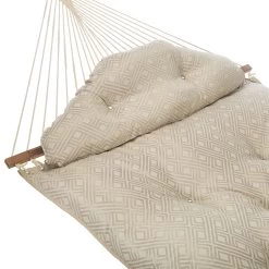 Large Sunbrella Tufted Hammock With Detachable Pillow - Integrated Pewter -Boutique Hammock Shop sunbrella tufted hammock integrated pewter hatteras hammocks detail tip xx