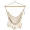 Large Macrame Fringe Design Single Swing - Beige -Boutique Hammock Shop sw ssmaccac xx