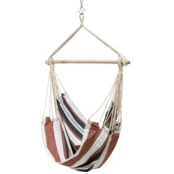 Single Quick Dry Fabric Swing - Neutral Stripe -Boutique Hammock Shop sw ssmsstudio1 xx