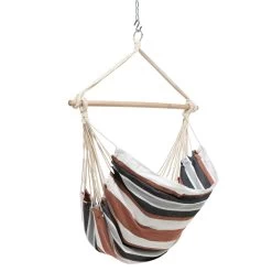 Single Quick Dry Fabric Swing - Neutral Stripe -Boutique Hammock Shop sw ssmsstudio3 xx