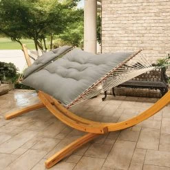 Boutique Hammock Shop 4 Large Sunbrella Tufted Hammock With Detachable Pillow - Cast Slate