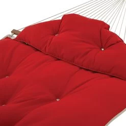 Large Sunbrella Tufted Hammock With Detachable Pillow - Canvas Jockey Red -Boutique Hammock Shop tufted red teq detail lores xx